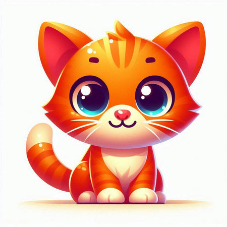 Cute cartoon red cat on a white background. Vector illustration.のイラスト素材