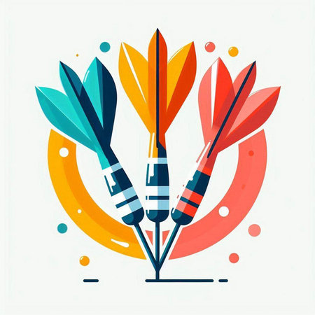Colorful darts on white background, vector illustration. Flat style.のイラスト素材