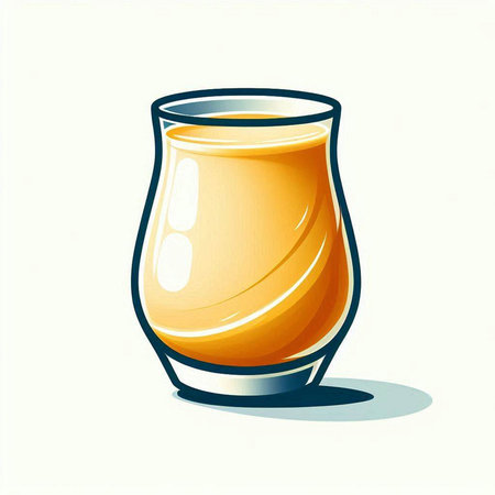 Illustration of a glass of orange juice on a white background.のイラスト素材