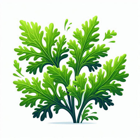Green leaves of arugula isolated on white background. Vector illustration.のイラスト素材