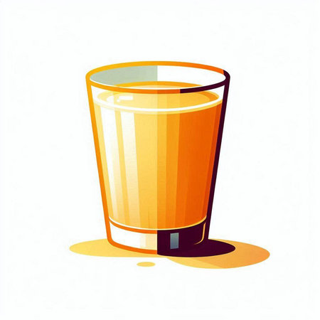 Orange juice in a glass on a white background. Vector illustration.のイラスト素材