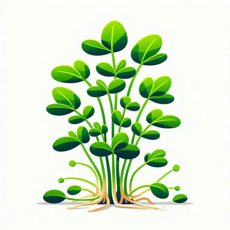 Green plant with roots isolated on white background. Vector Illustration.のイラスト素材