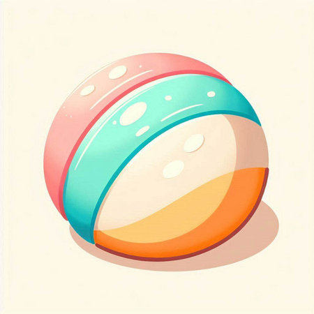 Illustration of a colorful ball on a white background with soft shadowのイラスト素材