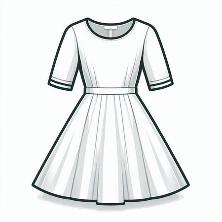 Illustration of a white dress on a white background. Vector illustrationのイラスト素材