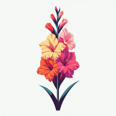 Gladiolus flowers on white background. Hand drawn vector illustration.のイラスト素材