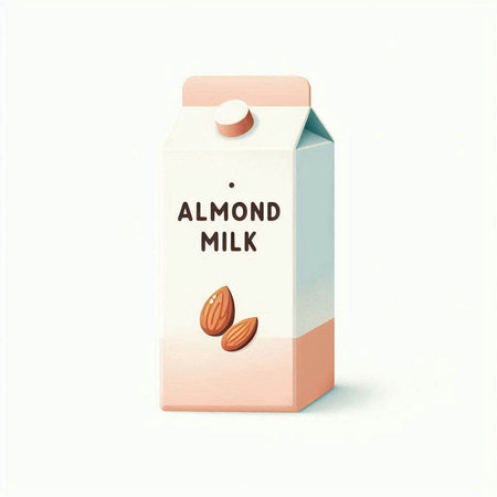 Almond milk box isolated on white background. 3d illustration.のイラスト素材