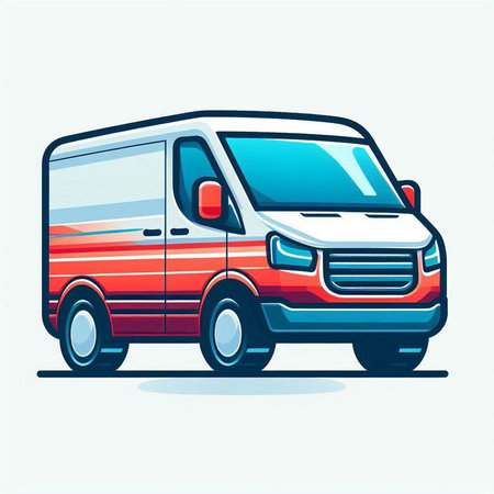 Vector illustration of a van on a white background. Front view.のイラスト素材