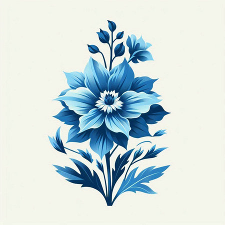 Blue dahlia flower isolated on white background. Vector illustration.のイラスト素材