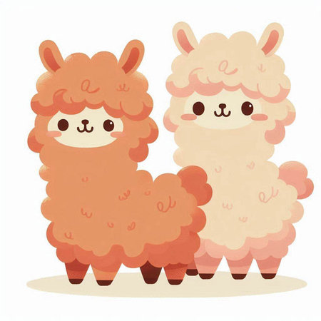 Cute cartoon alpaca and lama. Vector illustration.のイラスト素材