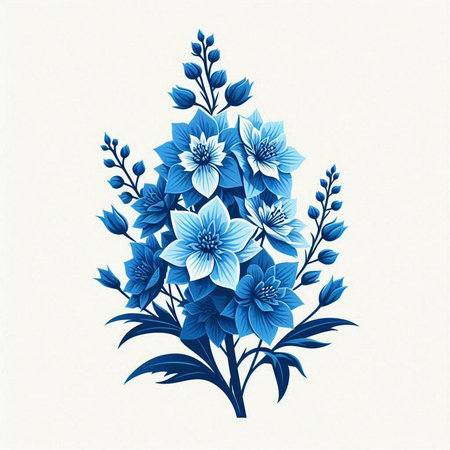 Blue floral bouquet on white background. Vector illustration for your designのイラスト素材