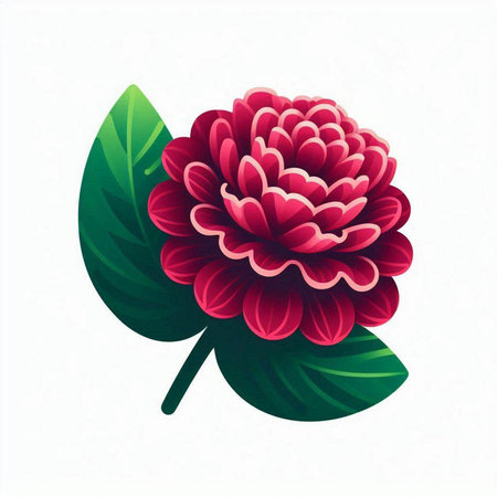 Red dahlia flower isolated on white background. Vector illustration.のイラスト素材