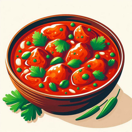 strawberry sauce in a bowl with parsley, vector illustrationのイラスト素材