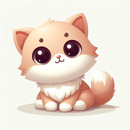 Cute cartoon cat on a white background. Vector illustration for your designのイラスト素材