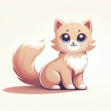 Cute cartoon cat sitting on a white background. Vector illustration.のイラスト素材
