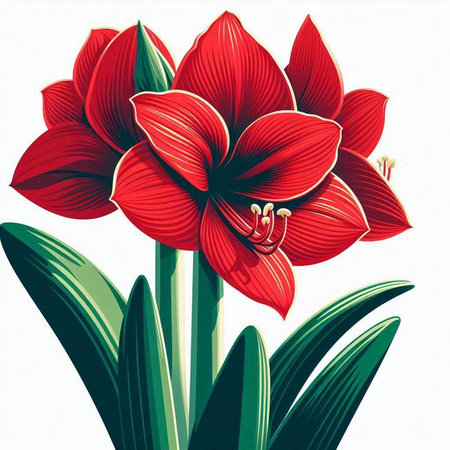 Hippeastrum (amaryllis) flower vector illustrationのイラスト素材