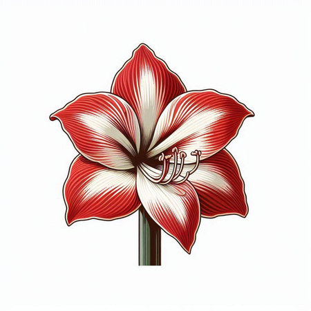 Amaryllis flower isolated on white background. Vector illustration.のイラスト素材