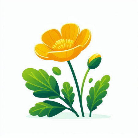 Flower of buttercup isolated on white background. Vector illustration.のイラスト素材