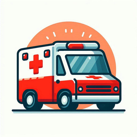 Ambulance car icon. Vector illustration in flat cartoon style.のイラスト素材