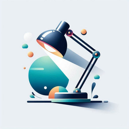 Illustration of a desk lamp with abstract geometric shapes. Vector illustration.のイラスト素材