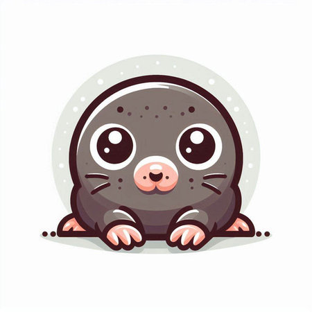 Funny mole vector illustration. Cute cartoon mole character. Cute mole icon.のイラスト素材