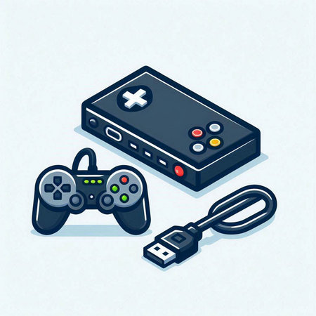 Gamepad and controller for video games. Isometric vector illustration.のイラスト素材