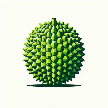 Vector illustration of Durian tropical fruit isolated on a white background.のイラスト素材