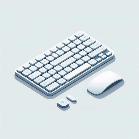 Keyboard and mouse on a white background. Vector illustration. Eps 10.のイラスト素材