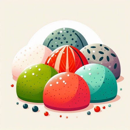 Colorful easter eggs in pastel colors. Vector illustration.のイラスト素材