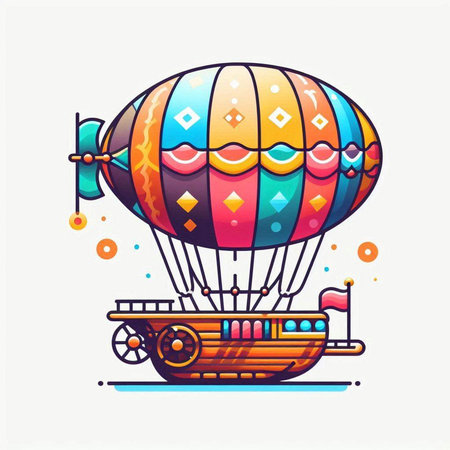 Hot air balloon with colorful pattern on white background. Vector illustration.のイラスト素材