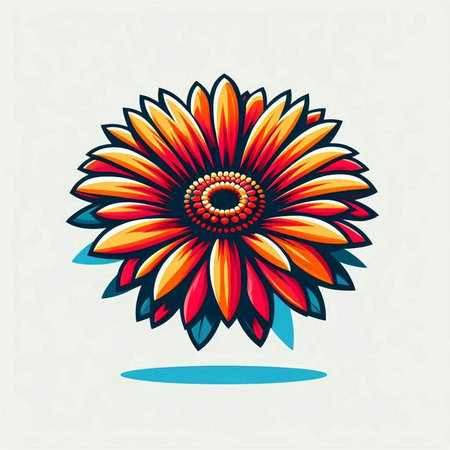 Vector illustration of a stylized sunflower on a white background.のイラスト素材