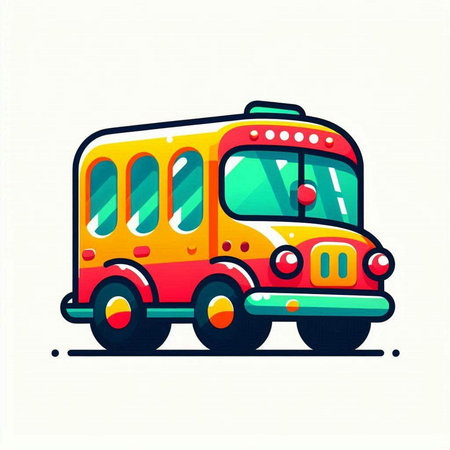School bus. Vector illustration. Isolated on a white background.のイラスト素材