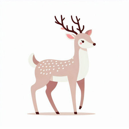 Cute cartoon deer isolated on a white background. Vector illustration.のイラスト素材