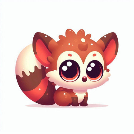 Cute cartoon fox isolated on a white background. Vector illustration.のイラスト素材