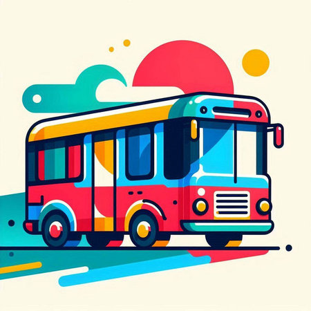 Vector illustration of double-decker bus. Colorful flat design.のイラスト素材