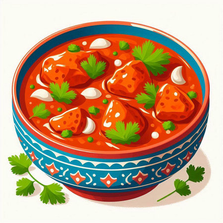 Strawberry sauce in a bowl with parsley. Vector illustration.のイラスト素材