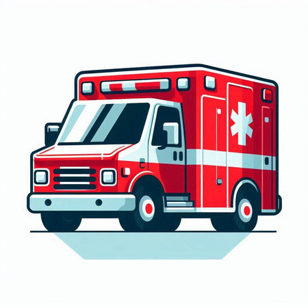 Ambulance vector illustration isolated on white background. Fire truck.のイラスト素材