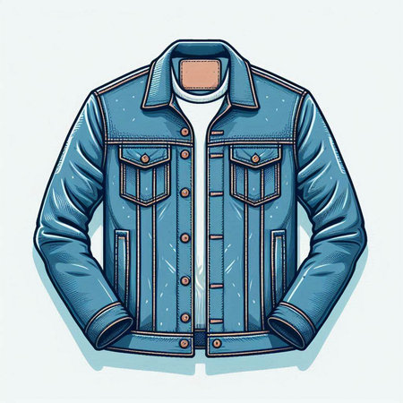 Denim jacket. Vector illustration in sketch style. Isolated on white background.のイラスト素材