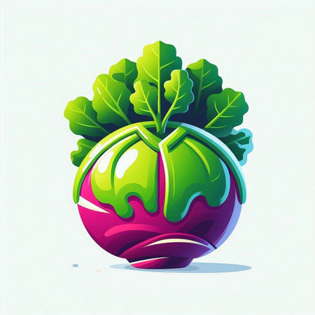 Vegetable vector illustration of fresh red cabbage with green leaves.のイラスト素材