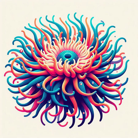 Illustration of a colorful flower in a shape of an abstract flowerのイラスト素材