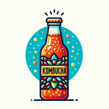 Kombucha. Hand drawn vector illustration in doodle style.のイラスト素材
