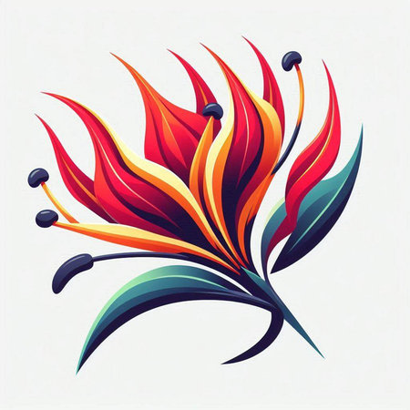 Flower design element in red and orange colors. Vector illustration.のイラスト素材