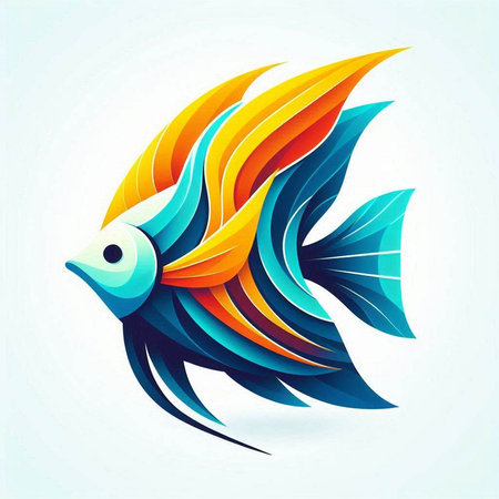 Colorful abstract fish icon on white background. Vector Illustration.のイラスト素材