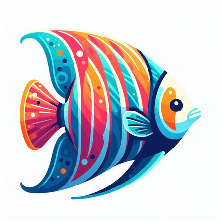 Colorful cartoon fish. Vector illustration isolated on a white background.のイラスト素材