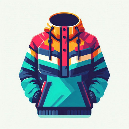 Winter sportswear. Vector illustration of a male winter jacket.のイラスト素材