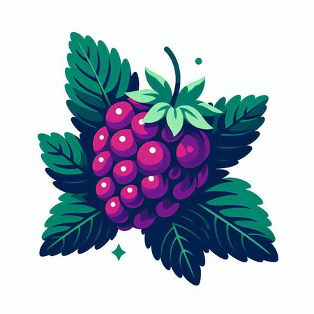 Illustration of raspberry on a white background. Vector illustration of berries.のイラスト素材