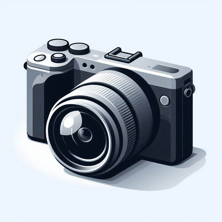 Digital camera on a light background. Vector illustration. Eps 10.のイラスト素材