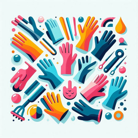 Set of cleaning tools and accessories. Vector illustration in flat style.のイラスト素材