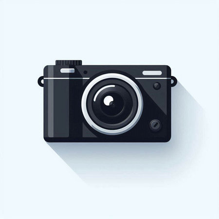 Retro camera icon with long shadow. Vector illustration. Eps 10のイラスト素材