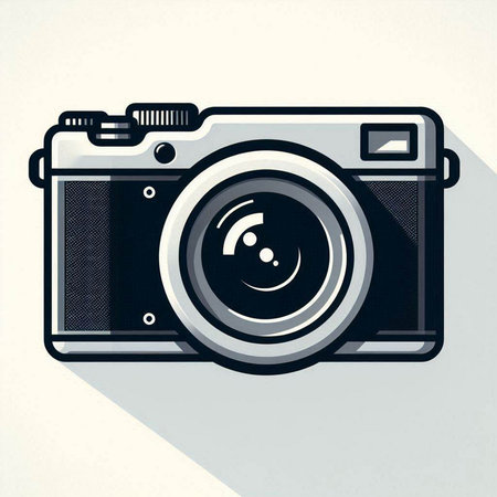 Retro photo camera icon. Vector illustration. Eps 10 file.のイラスト素材