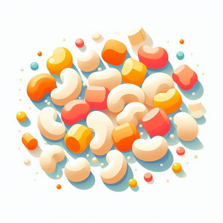 Illustration of colorful candies in the form of a circle.のイラスト素材